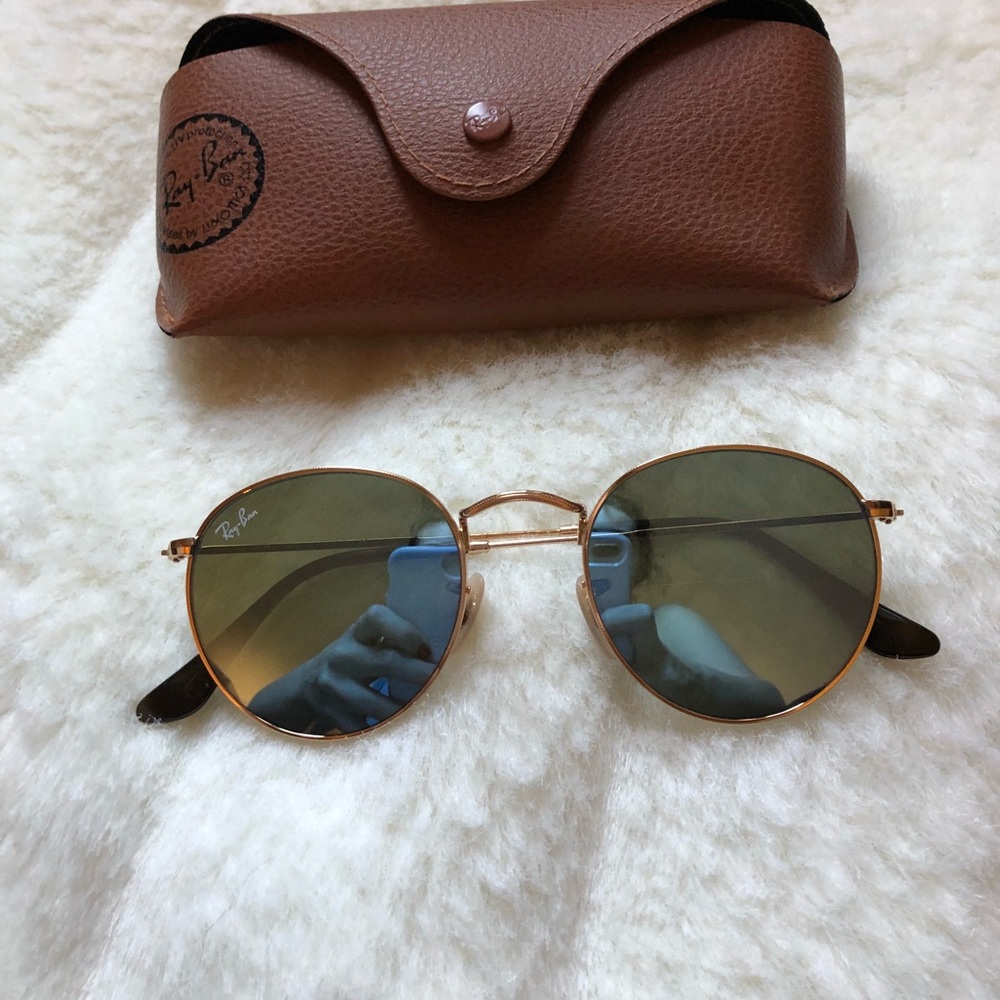 New Ray-Ban Blue Mirrored Rounds View 5